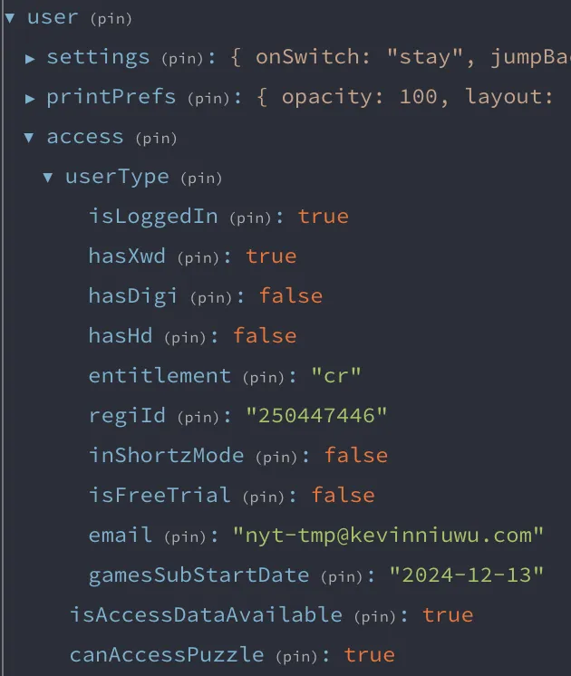 User data in Redux
